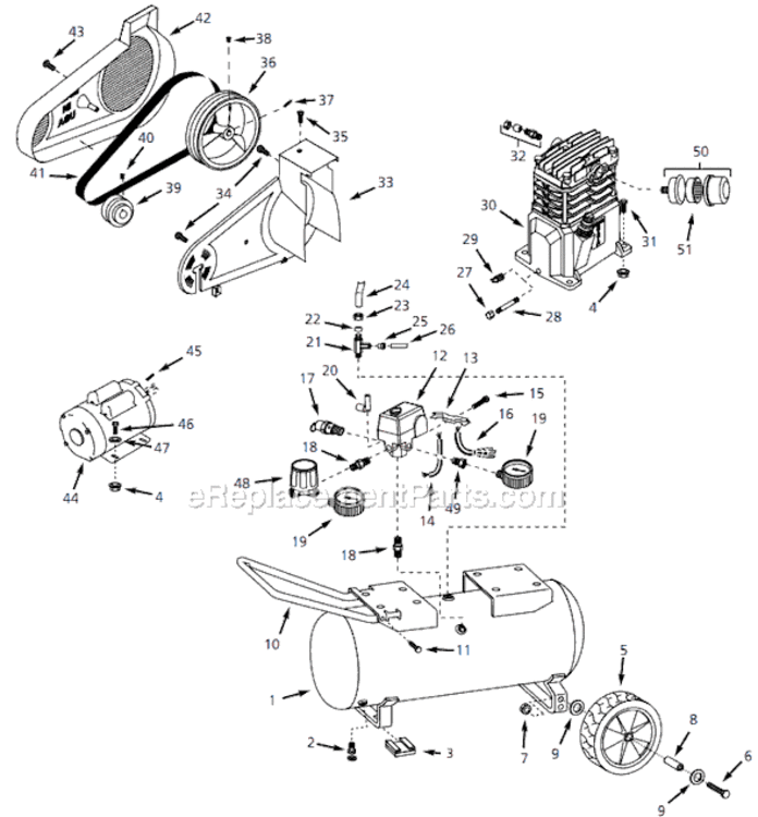 Page A Diagram and Parts List for VT631600 2003 Campbell Hausfeld Compressor